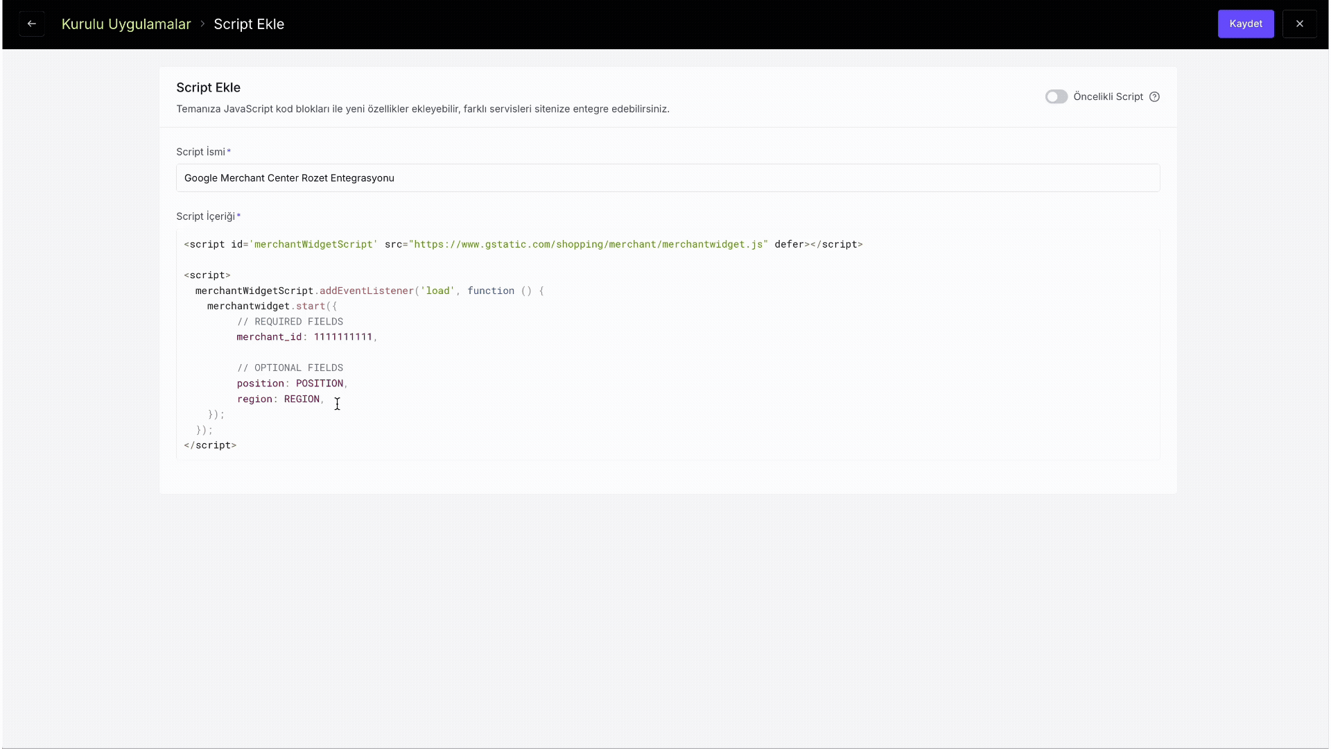 Merchant Script Google Merchant Center Müşteri Yorumları Entegrasyonu