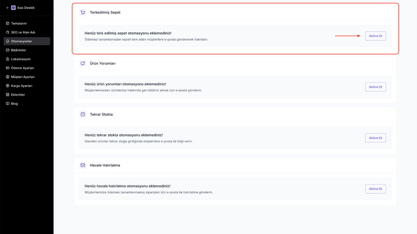 Terkedilmiş Sepet Otomasyonu